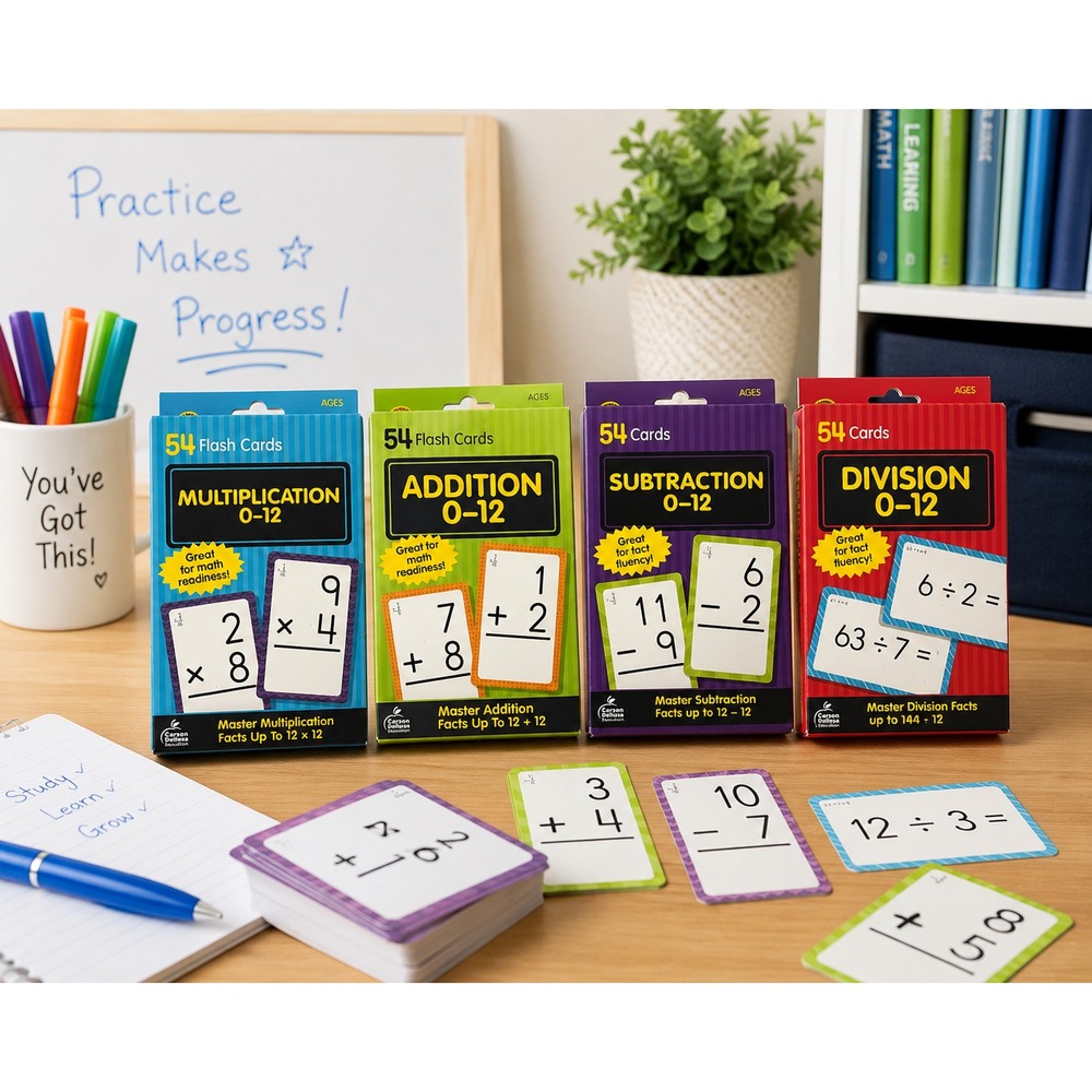 Carson Dellosa Math Flash Cards Set Addition Subtraction Multiplication Division